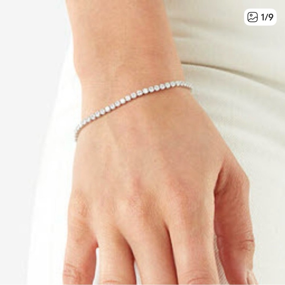 Kenneth Jay Lane Silver CZ Tennis Bracelet